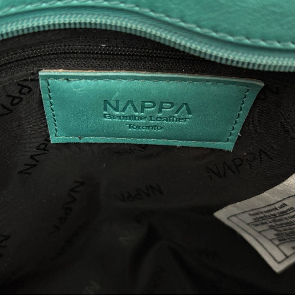 Aqua/Camel Leather Bag - NEW - Nappa Leather Handbag - Leather Purse - Picture 5 of 15